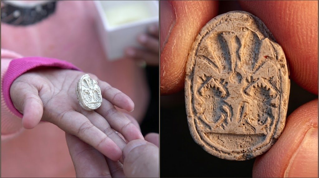 Menina de 3 anos encontra selo cananeu de 3.800 anos no palco da batalha entre David e Golias